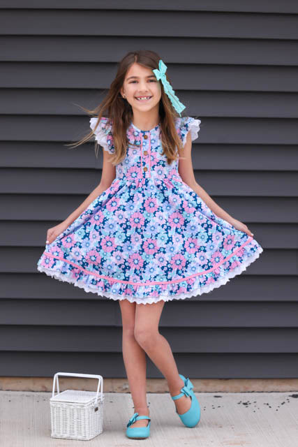 Navy Floral Oliviah Dress preorder