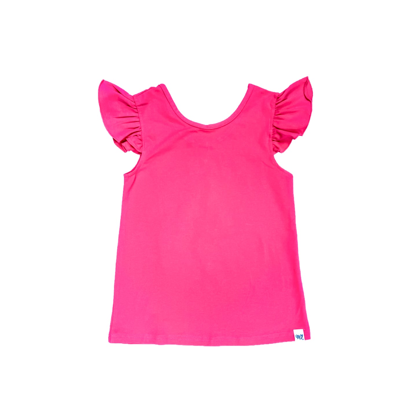 (White, Hot Pink or Yellow) Knit Flutter Shirt