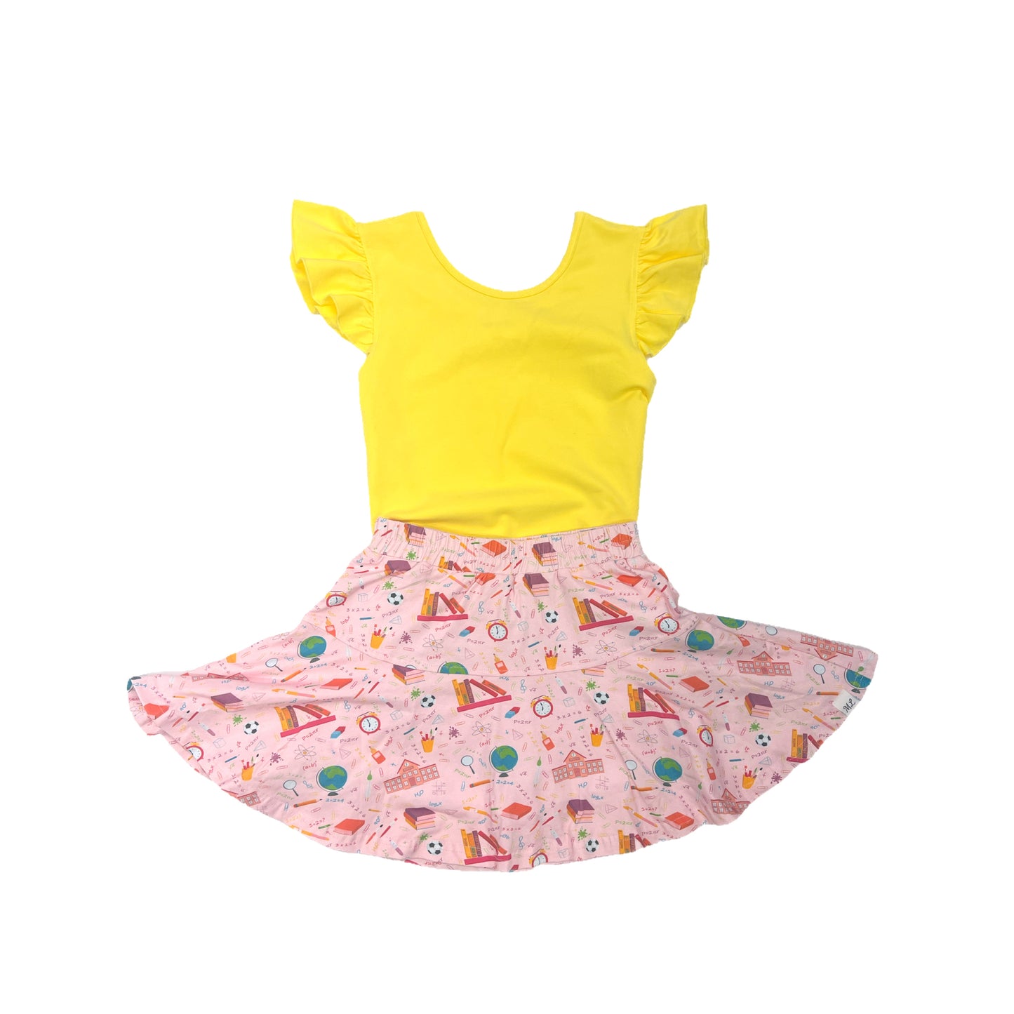 (White, Hot Pink or Yellow) Knit Flutter Shirt