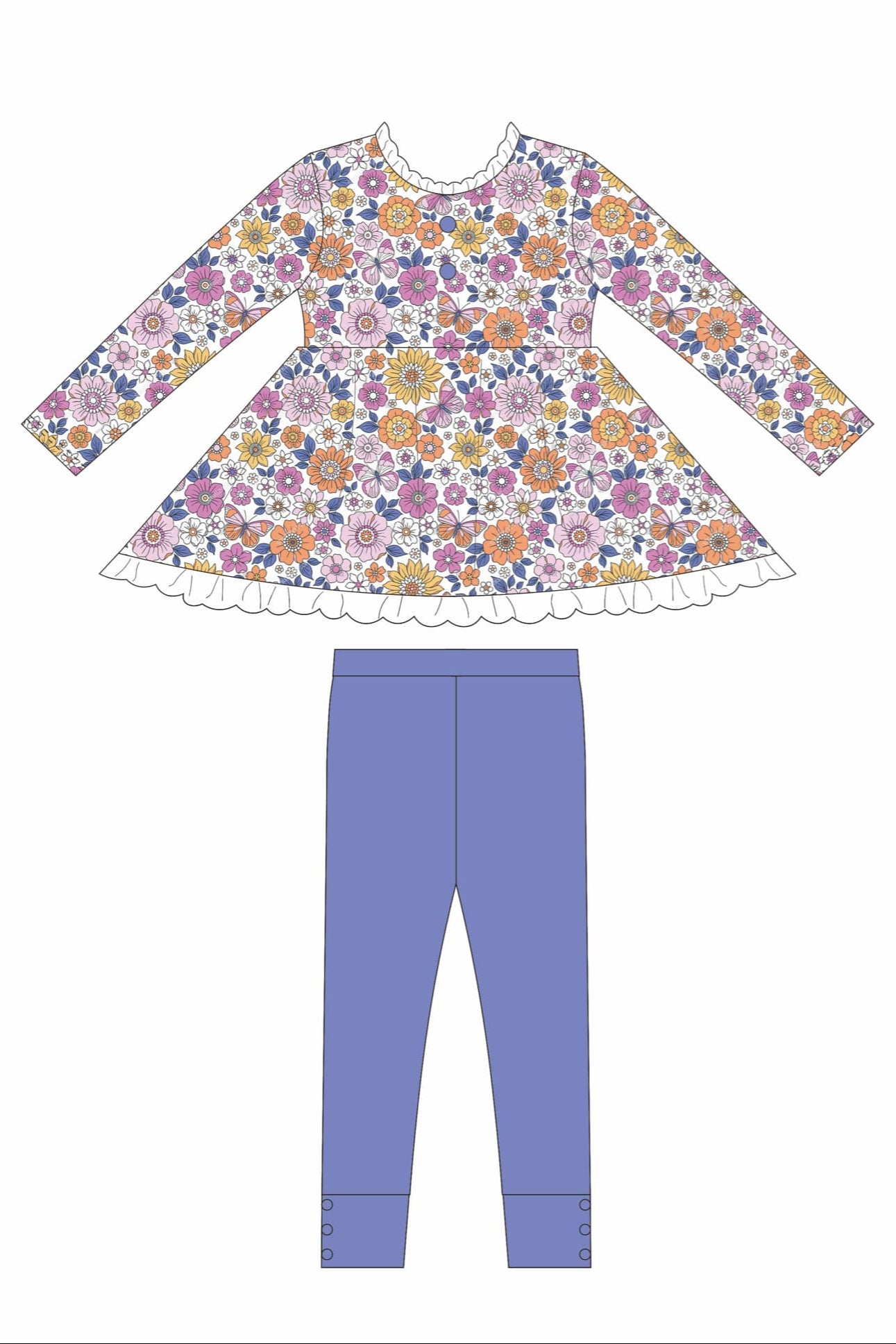 Periwinkle Floral Fall Adele (Short or long sleeve) Preorder