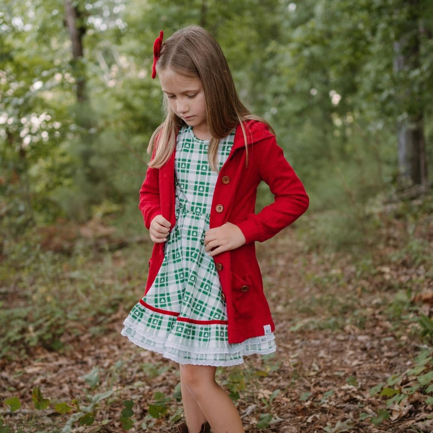 ML Signature Cardigan (red or green, kid & adult)