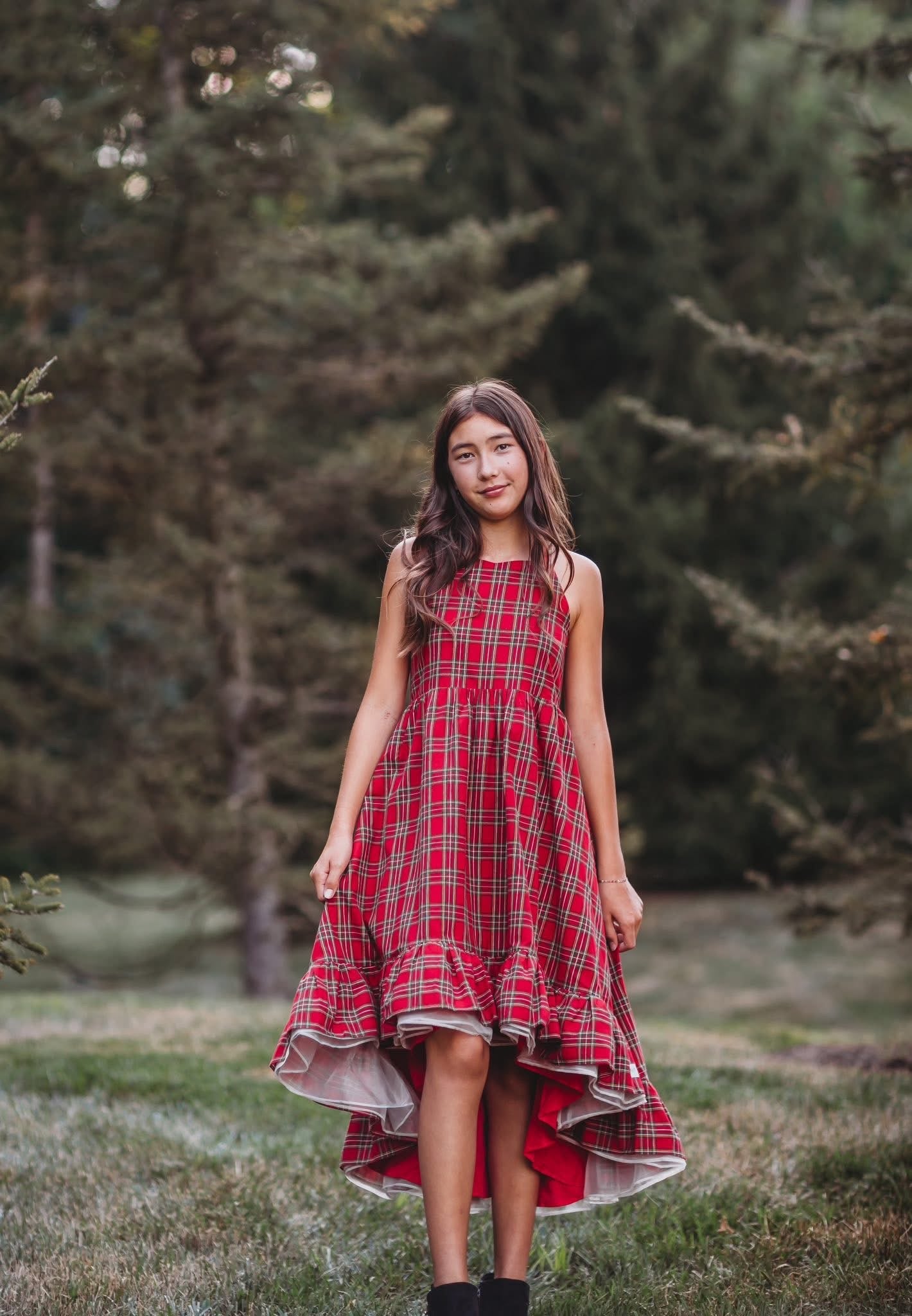 Holiday Plaid Enchanted High Low Preorder