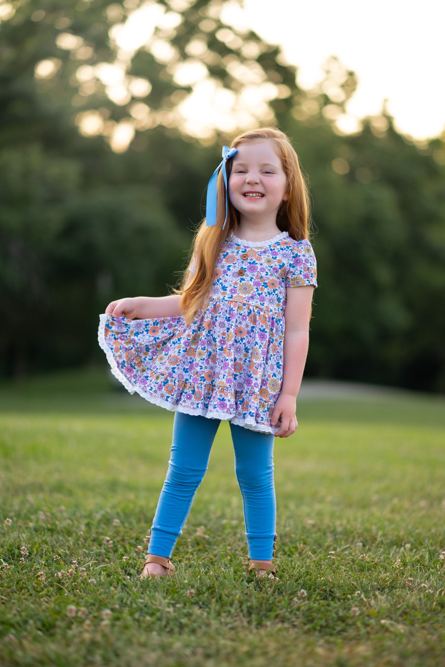 Periwinkle Floral Fall Adele (Short or long sleeve) Preorder