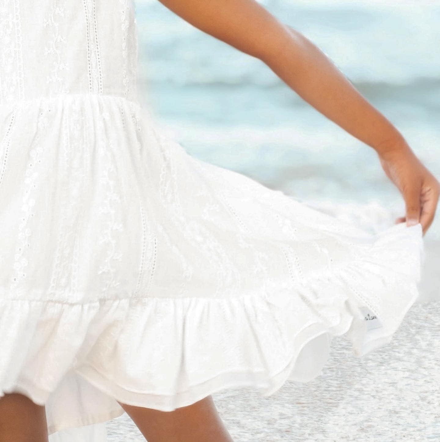 White Eyelet Lace High-Low