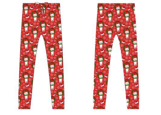 kitty and Santa Jogger Pants Options Adults and kids