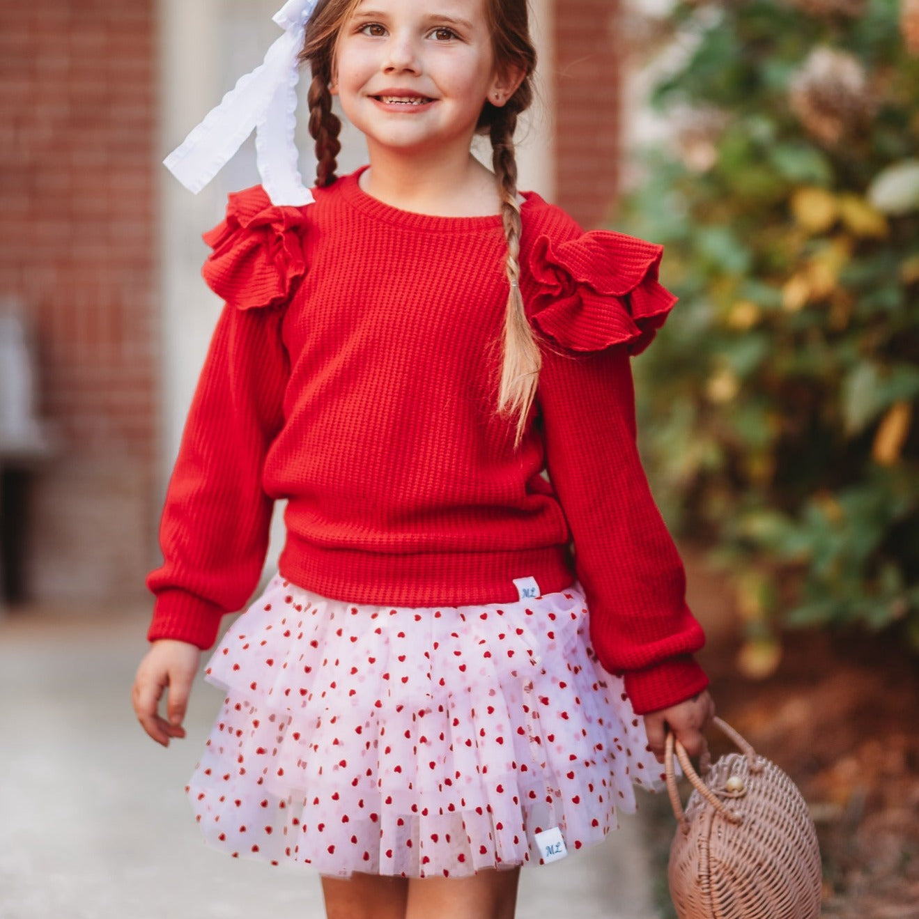 Heart Skort + Ruffle Sweater Set