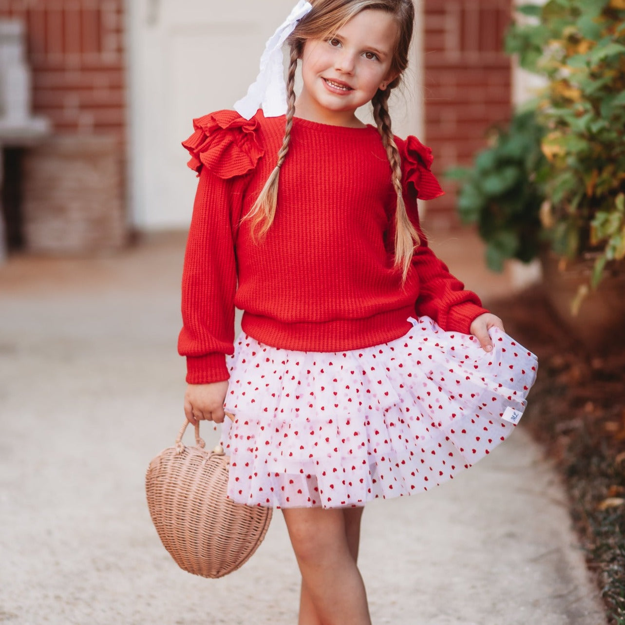 Heart Skort + Ruffle Sweater Set