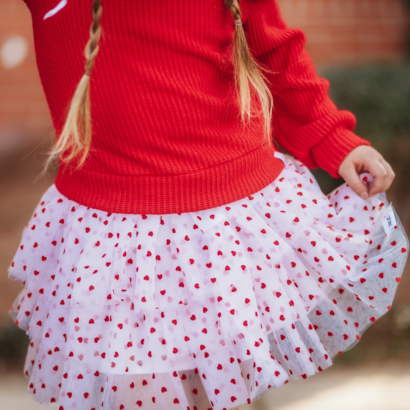 Heart Skort + Ruffle Sweater Set