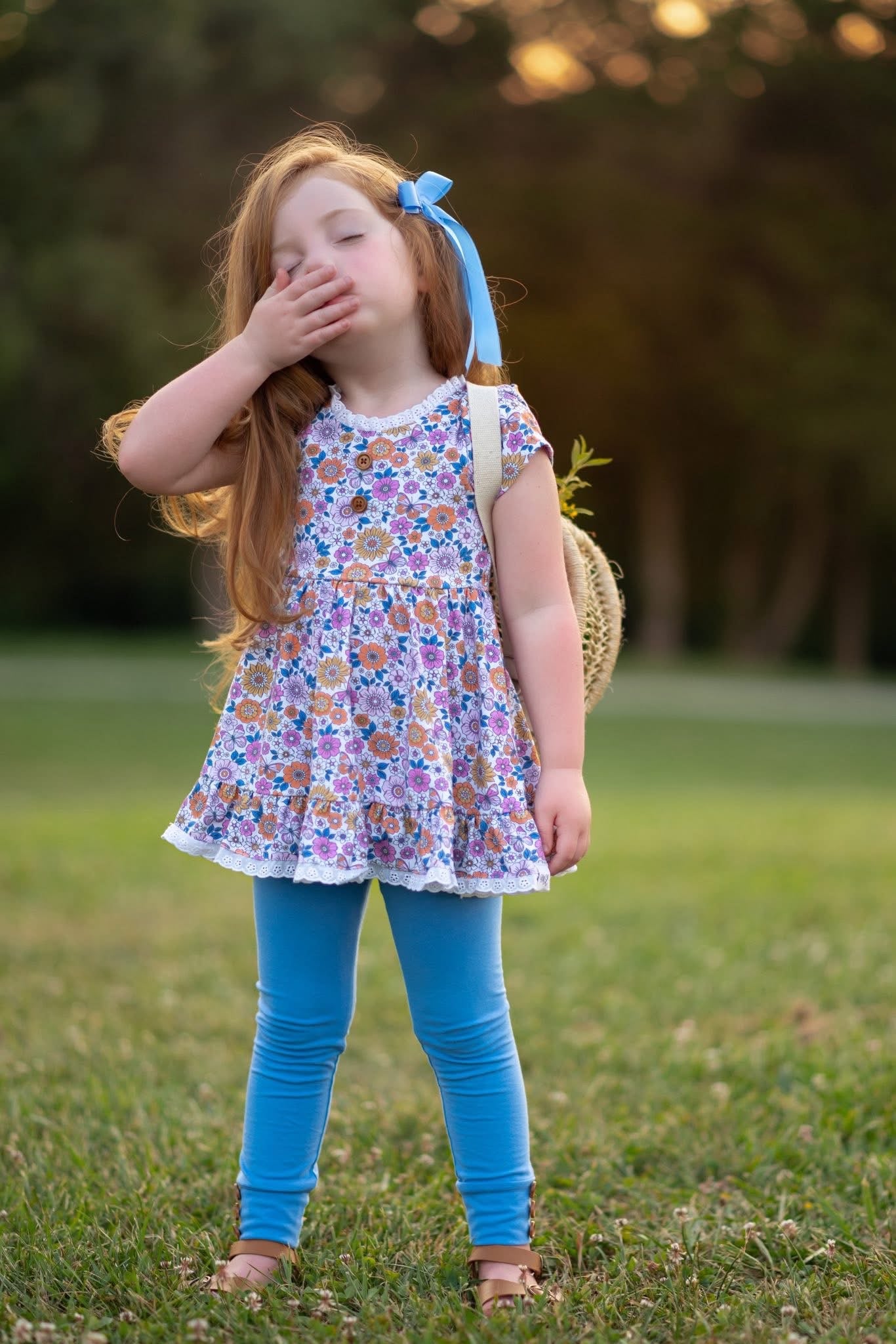Periwinkle Floral Fall Adele (Short or long sleeve) Preorder