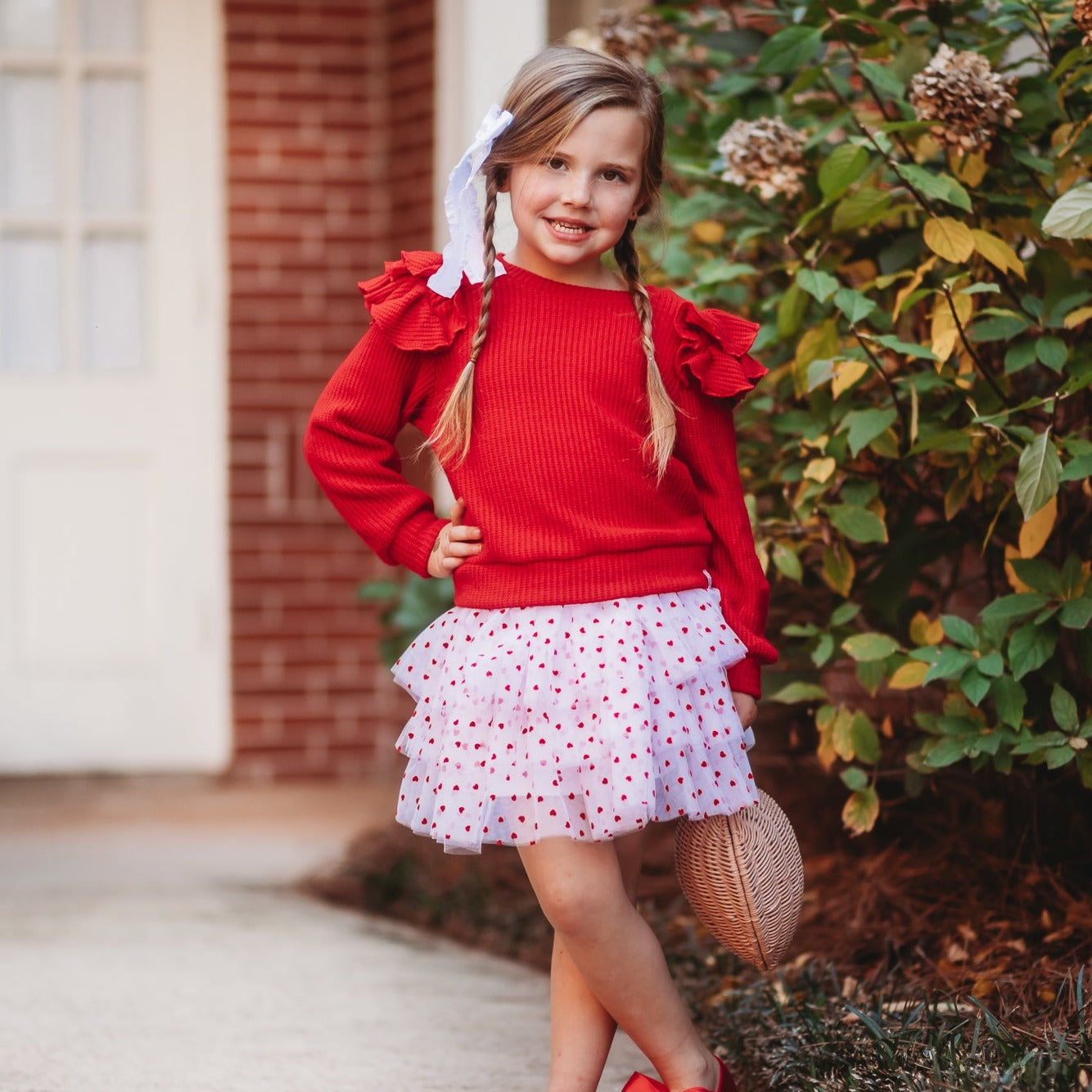 Heart Skort + Ruffle Sweater Set