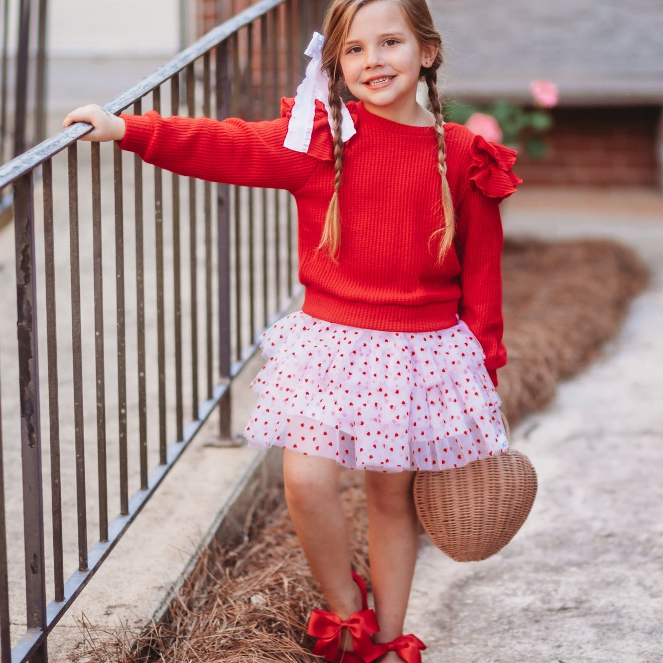Heart Skort + Ruffle Sweater Set
