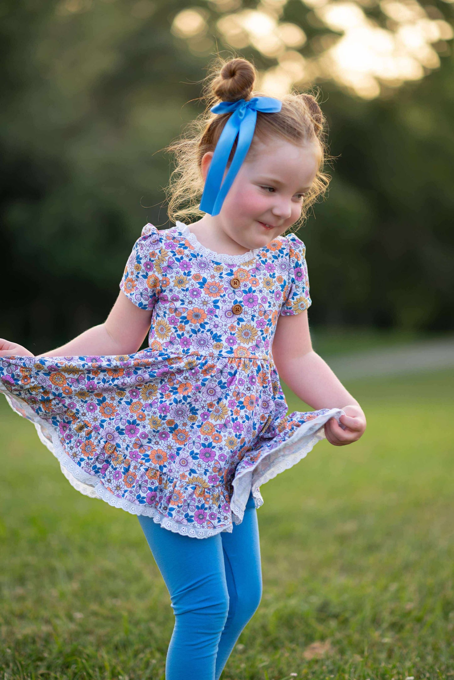 Periwinkle Floral Fall Adele (Short or long sleeve) Preorder