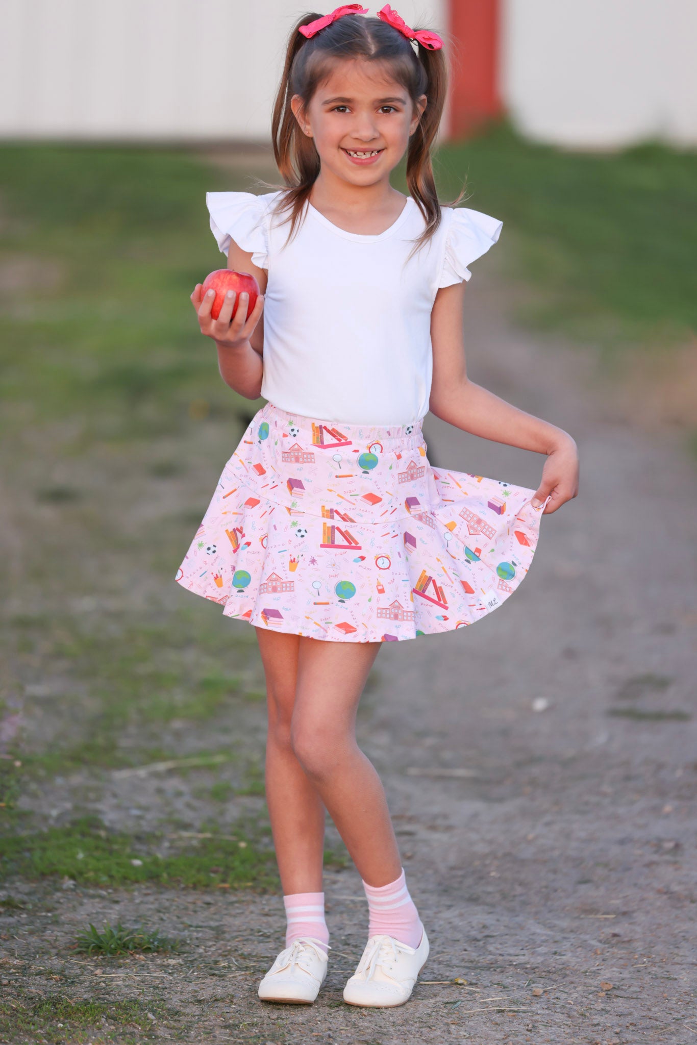 (White, Hot Pink or Yellow) Knit Flutter Shirt