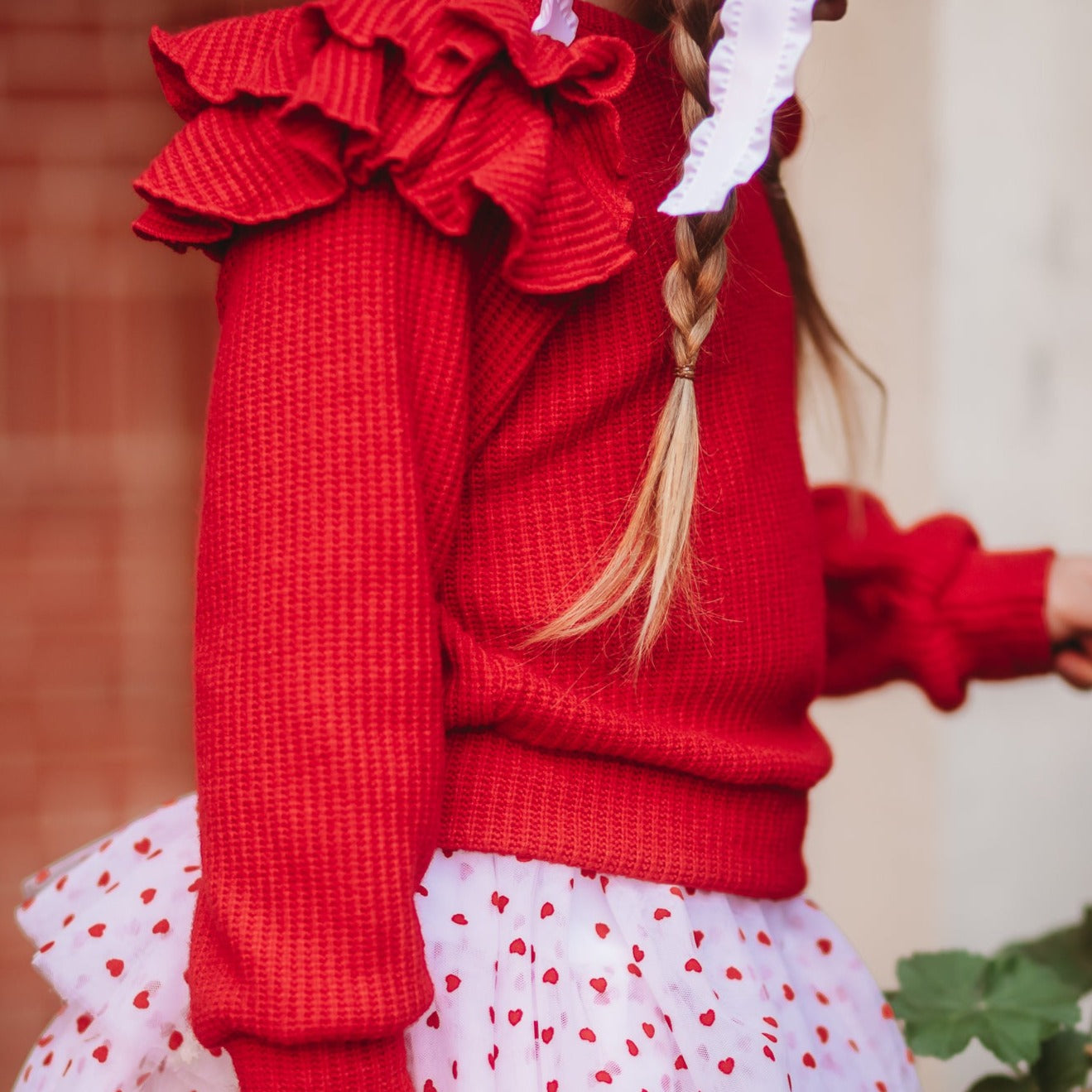Heart Skort + Ruffle Sweater Set