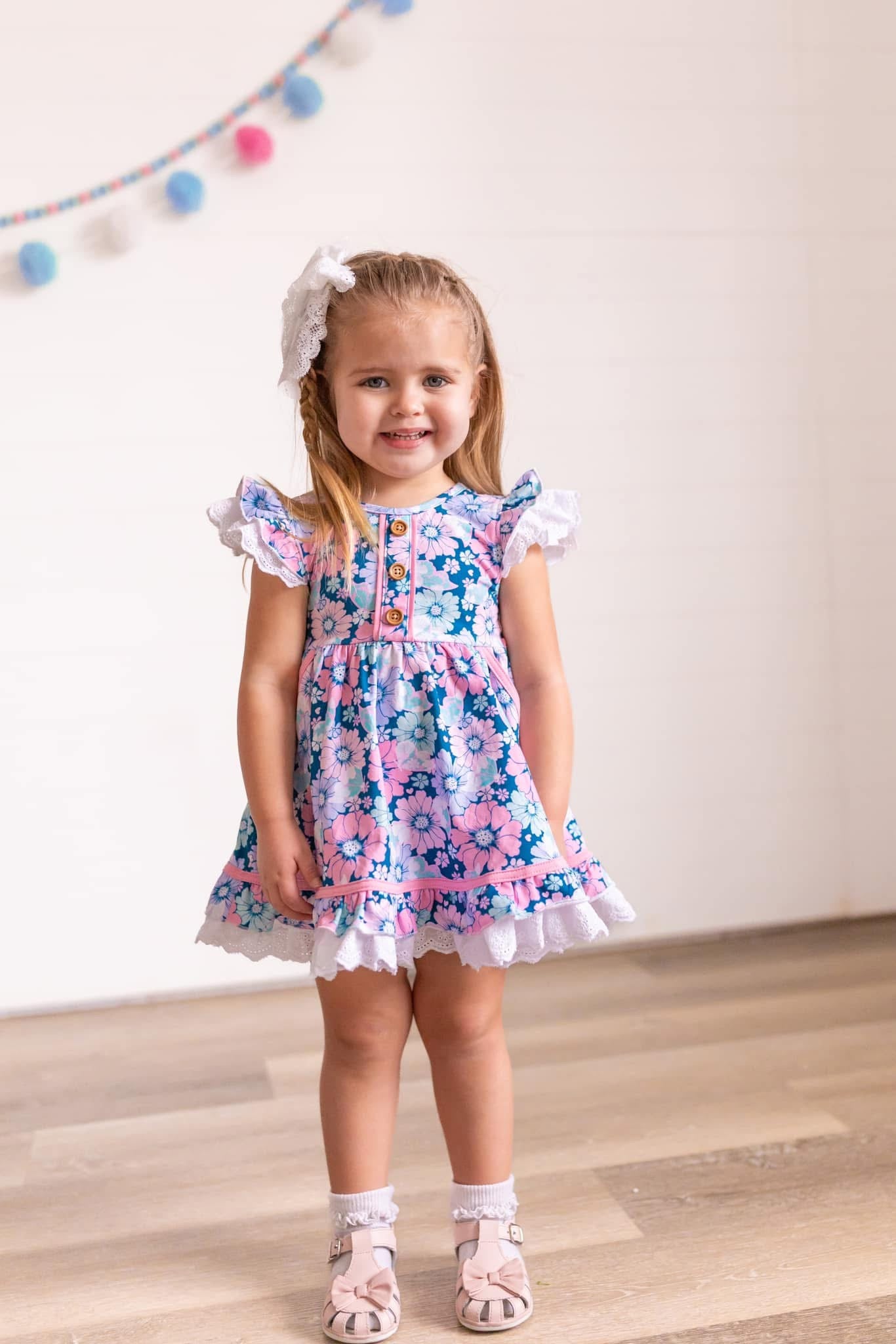 Navy Floral Oliviah Dress preorder