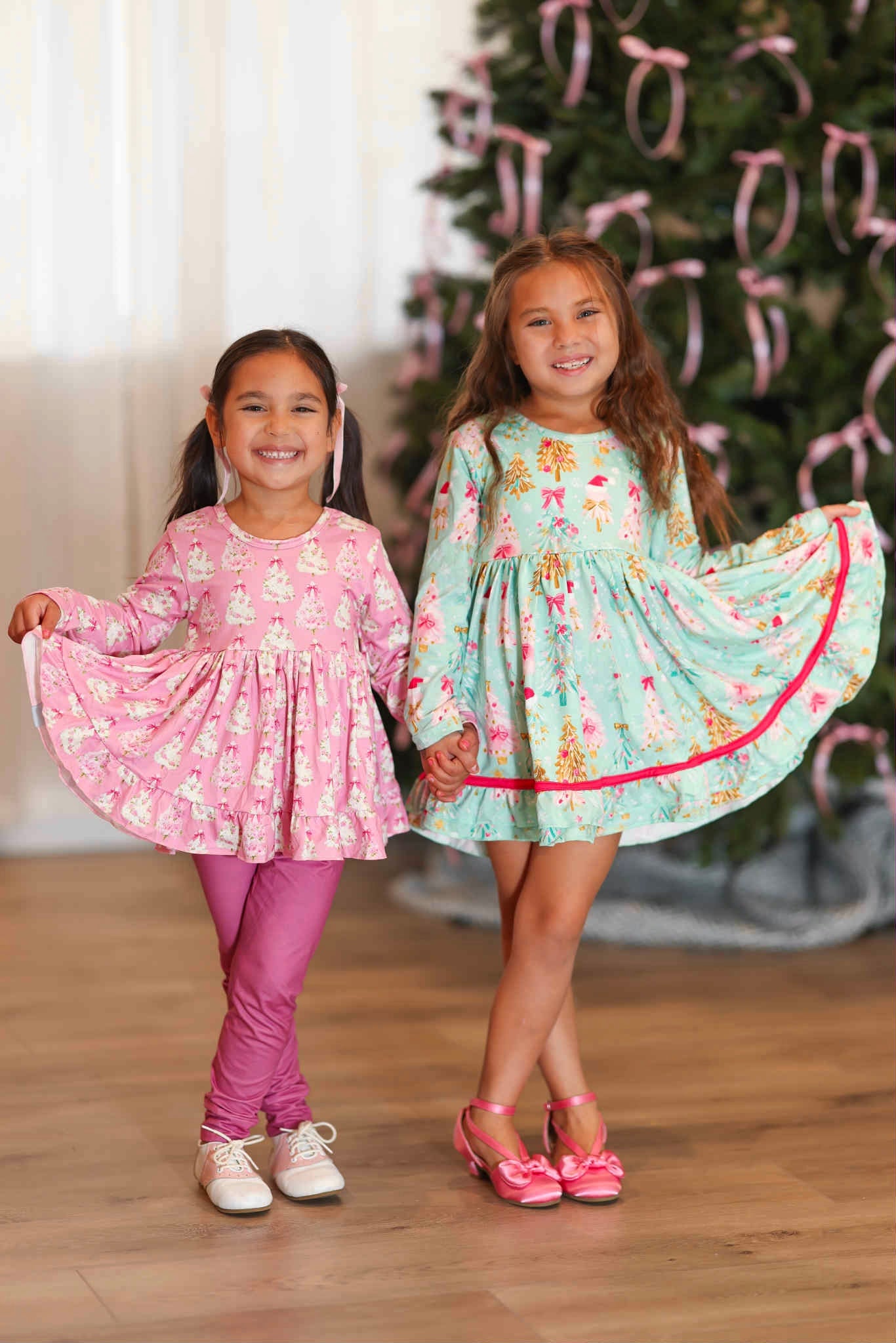 LPK Mint Bows & Trees Tunic Set