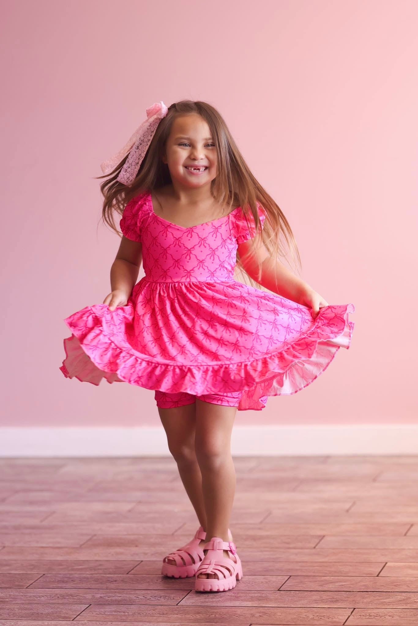 Laila Play Knits Hot Pink Bow Twirl Set