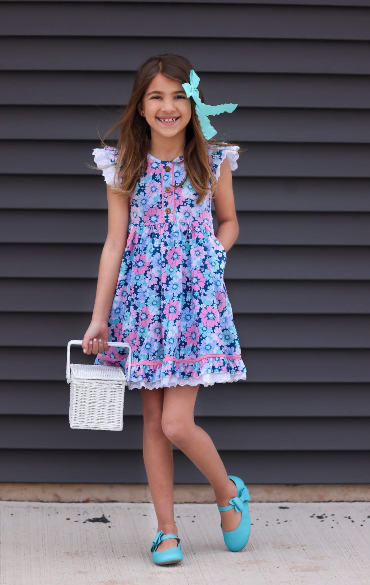 Navy Floral Oliviah Dress preorder