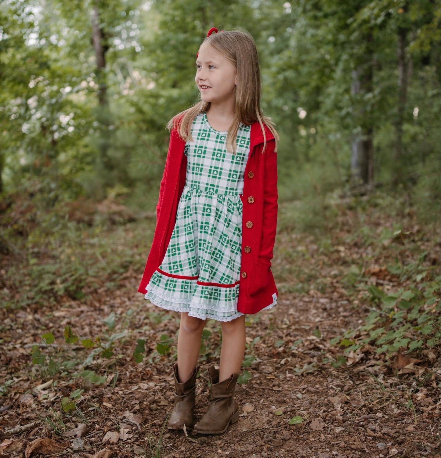 ML Signature Cardigan (red or green, kid & adult)