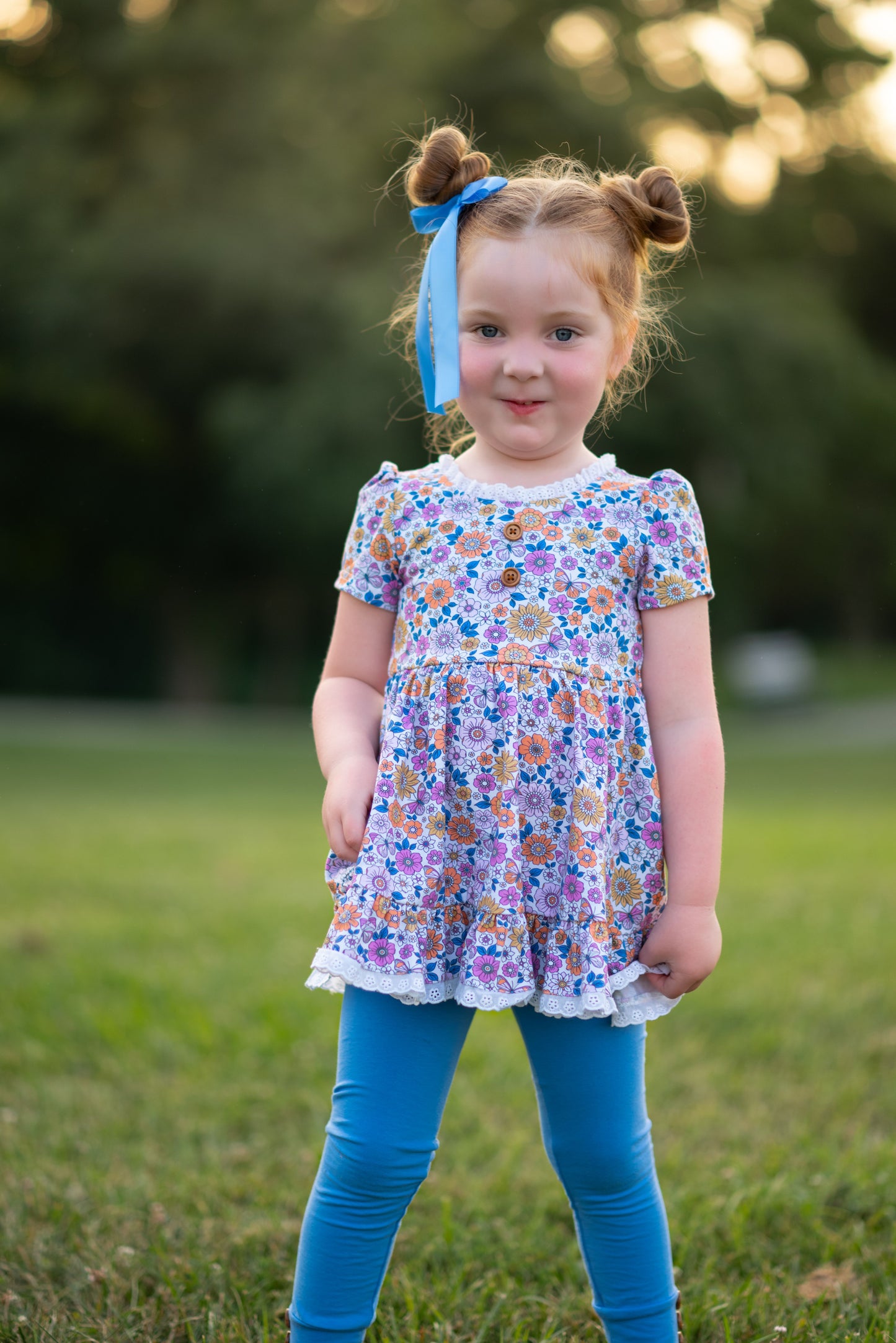 Periwinkle Floral Fall Adele (Short or long sleeve) Preorder