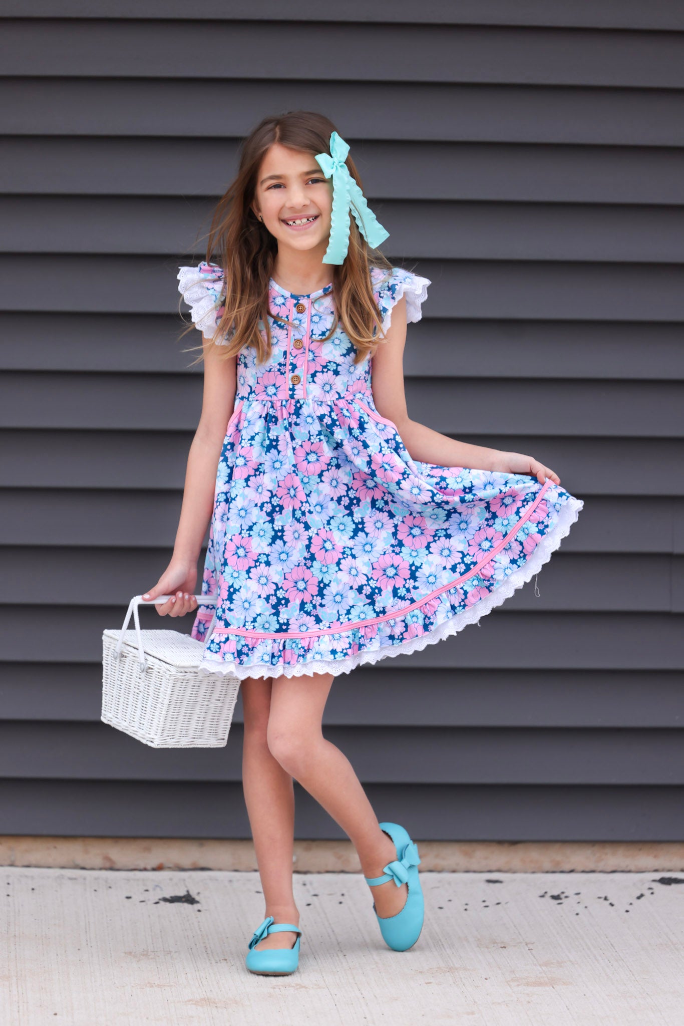 Navy Floral Oliviah Dress preorder