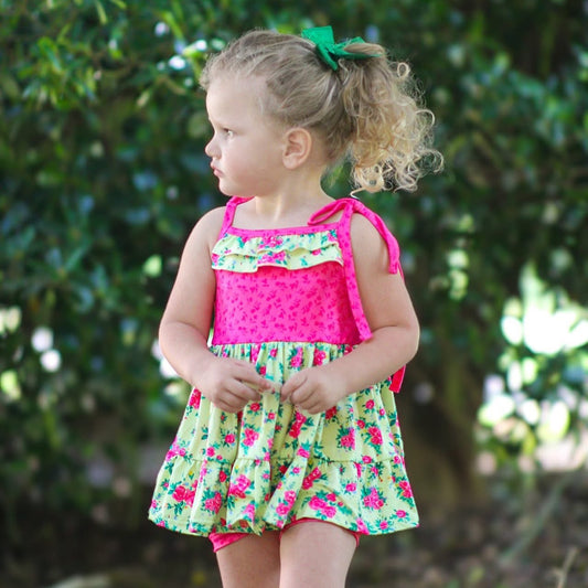 LPK Chartreuse Floral Tunic Set