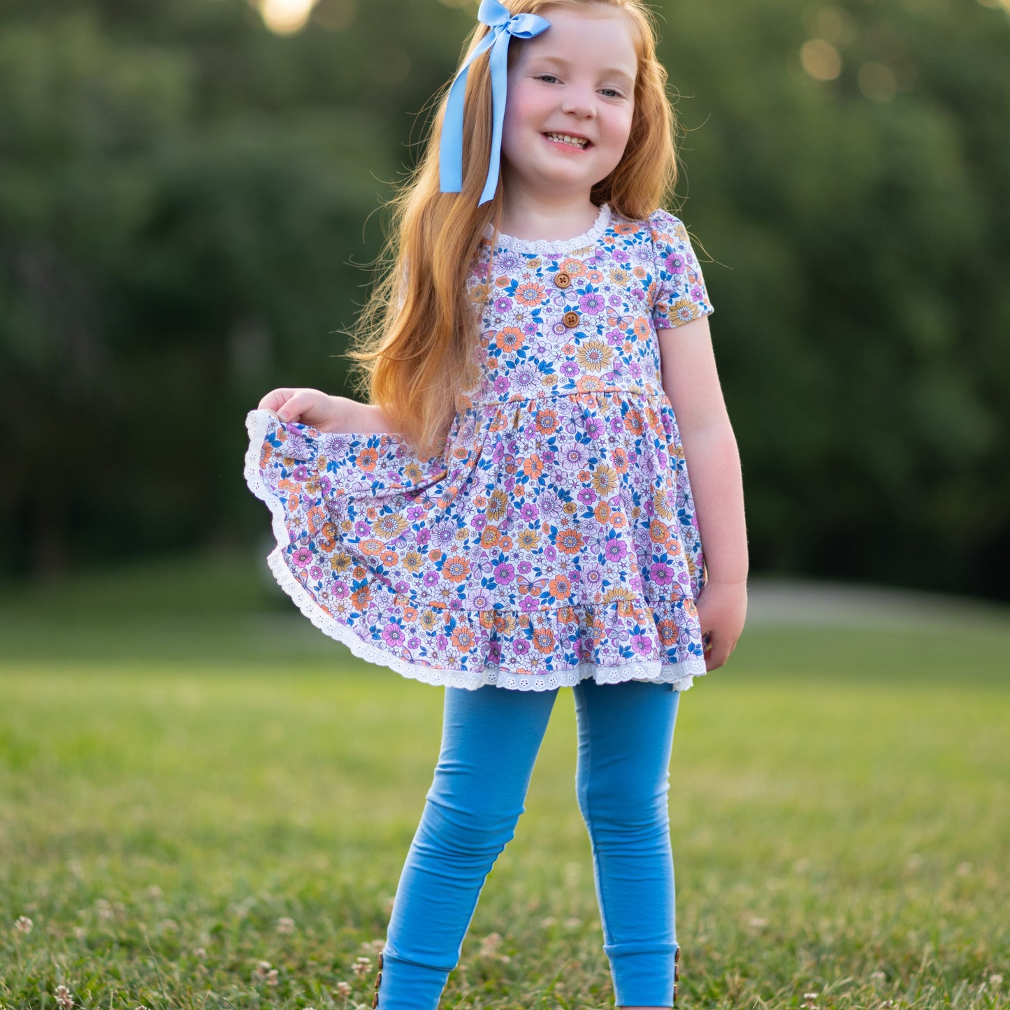 Periwinkle Floral Fall Adele (Short or long sleeve) Preorder