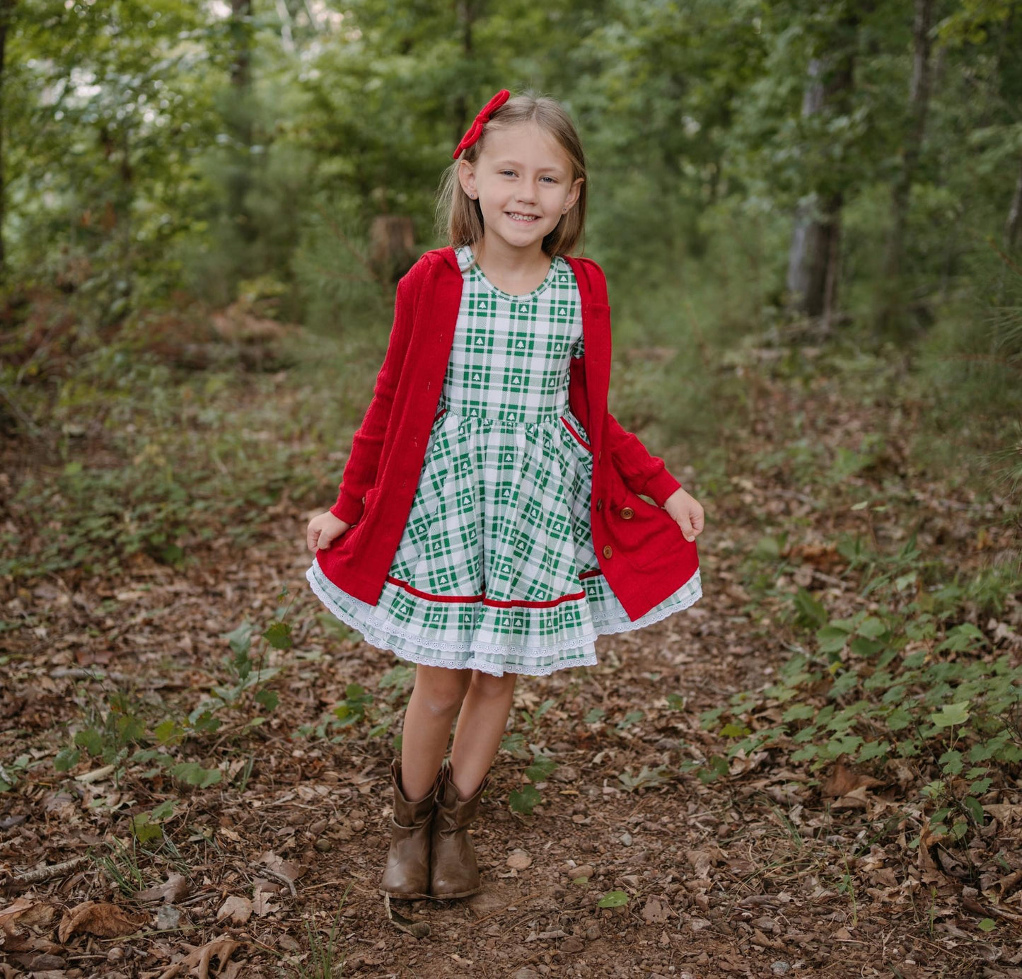 ML Signature Cardigan (red or green, kid & adult)