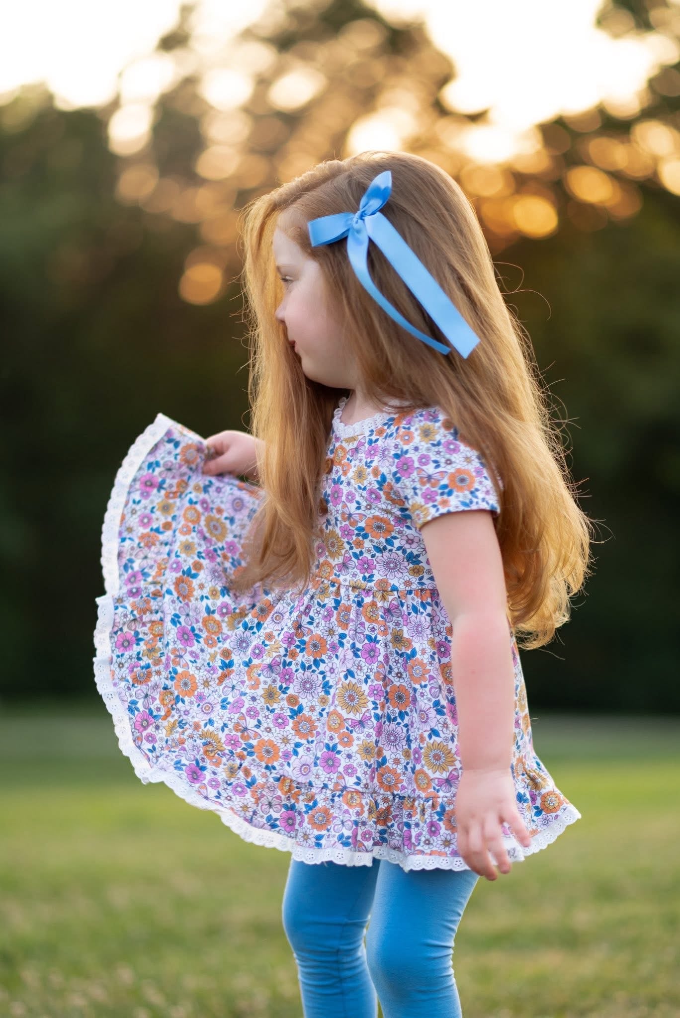Periwinkle Floral Fall Adele (Short or long sleeve) Preorder