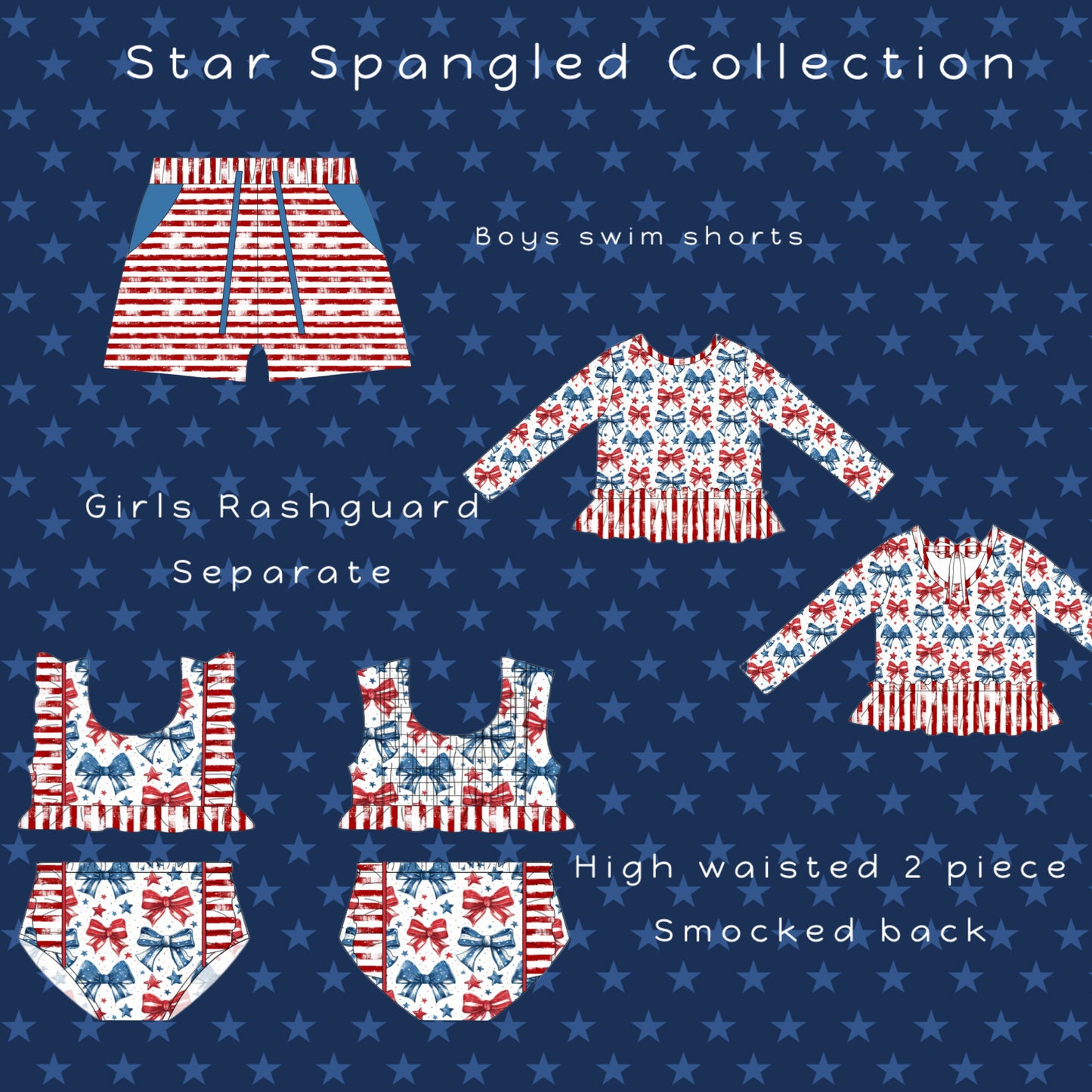 Girls Rashguard Top Star Spangle
