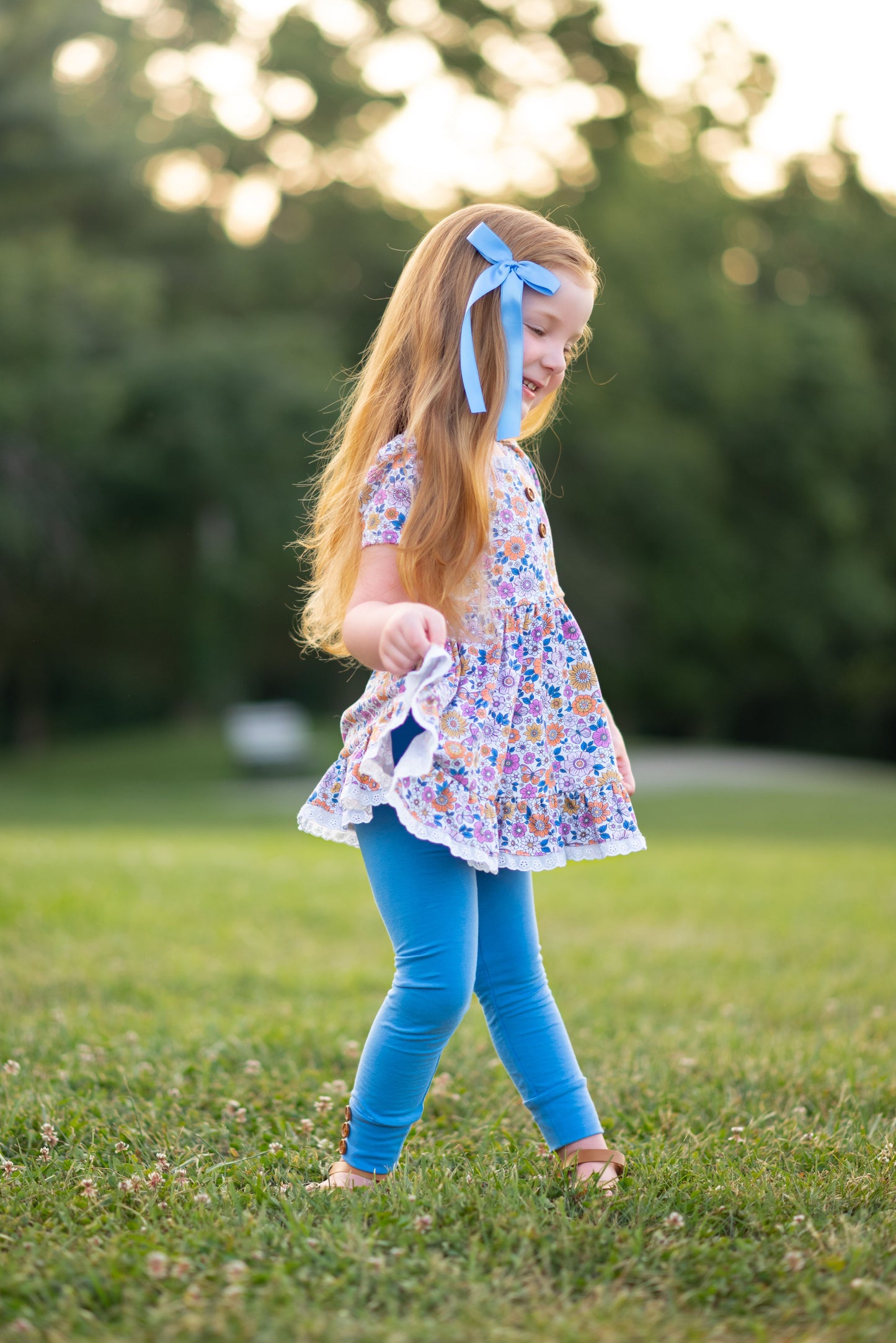 Periwinkle Floral Fall Adele (Short or long sleeve) Preorder