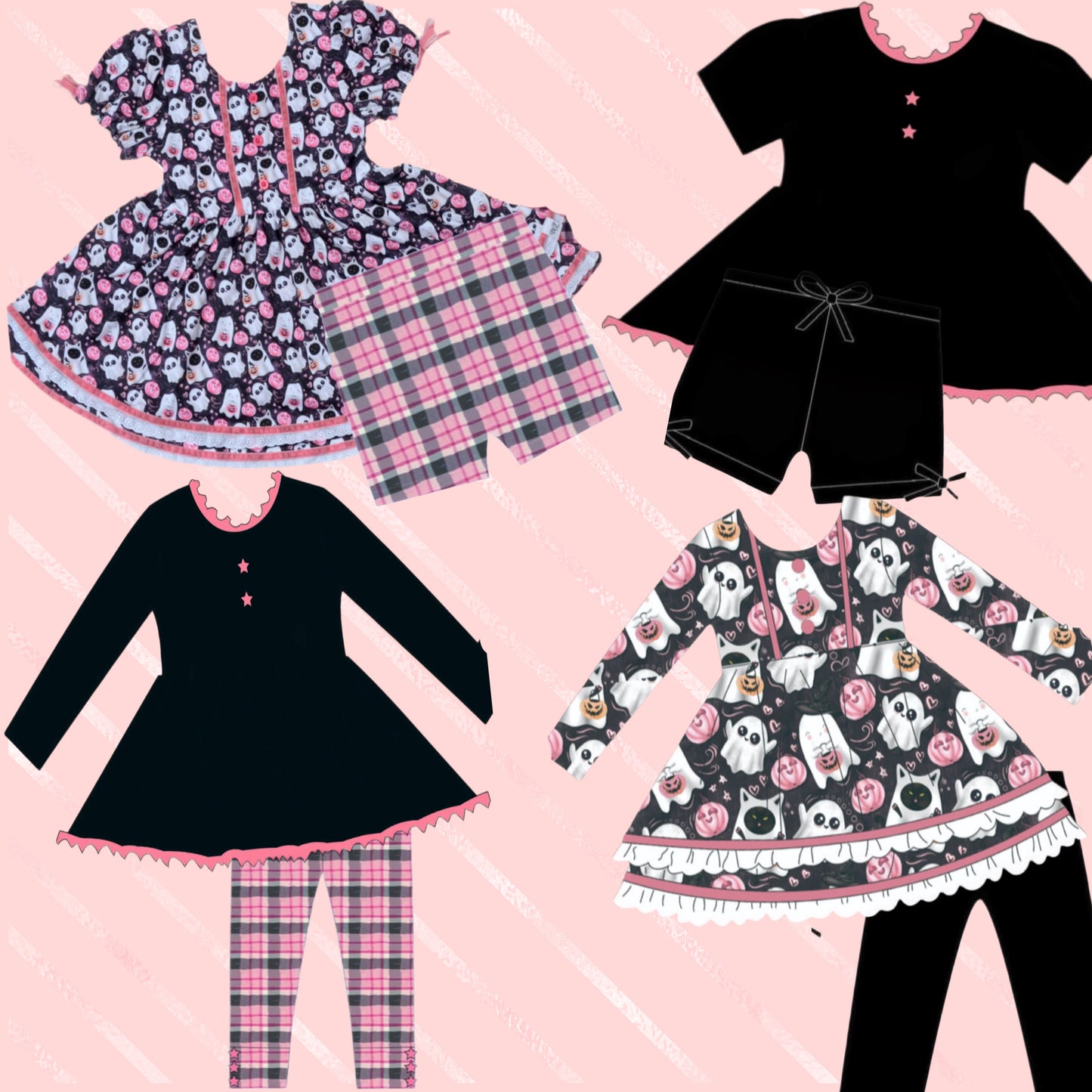 Boo Cat Tunic Preorder Long or Short sleeve (bottoms separate)