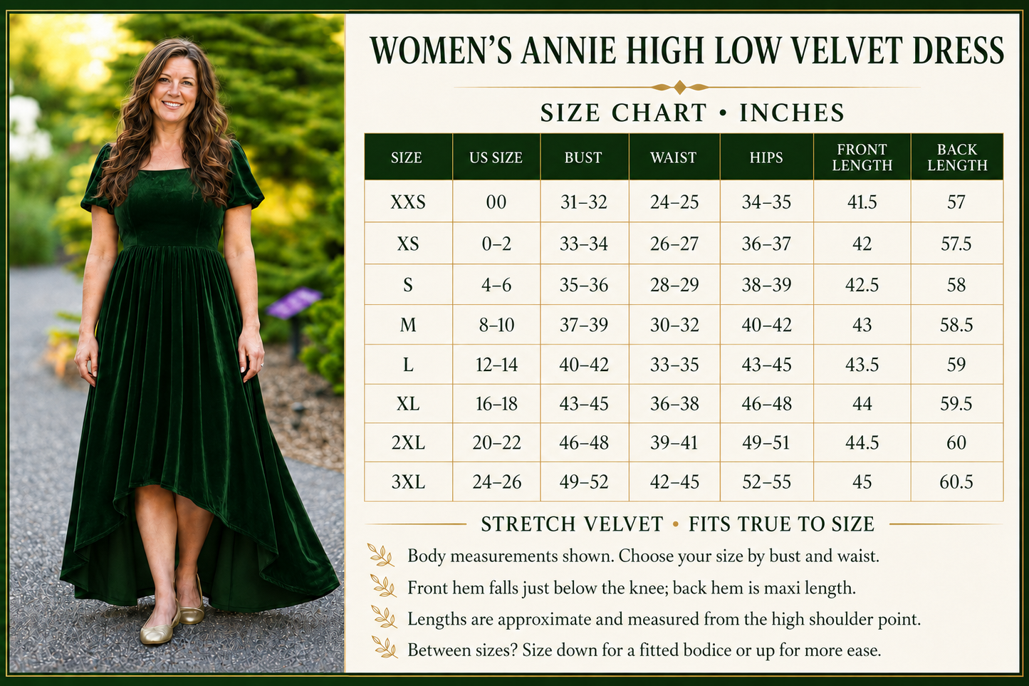 Women's Red or Green Annie HIGH/LOW Velvet Dress Preorder CDU26