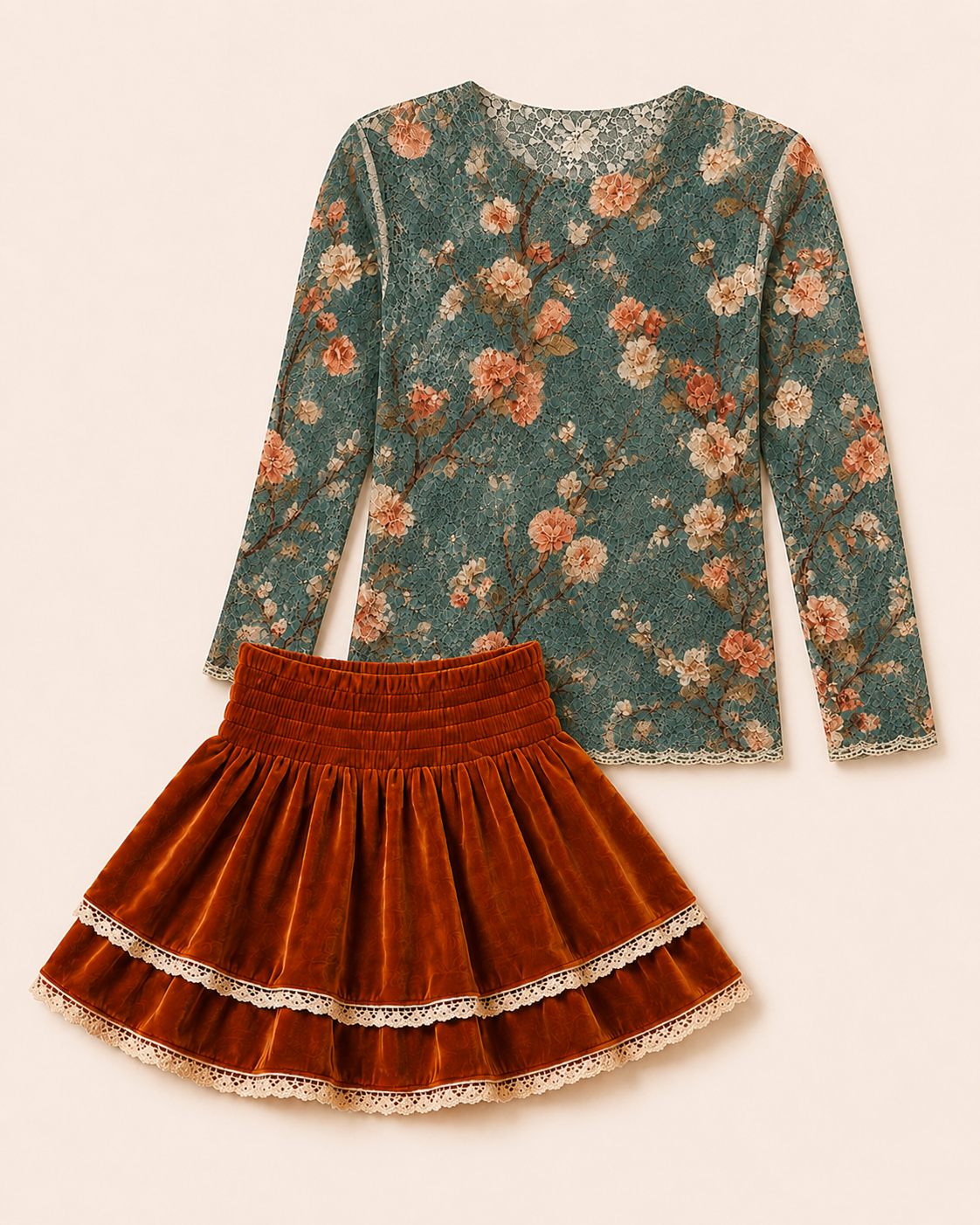 Rust Orange Velvet Skort Preorder FTF26