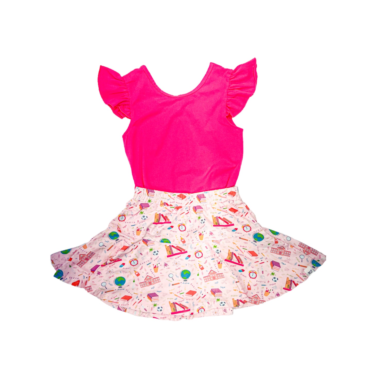(White, Hot Pink or Yellow) Knit Flutter Shirt