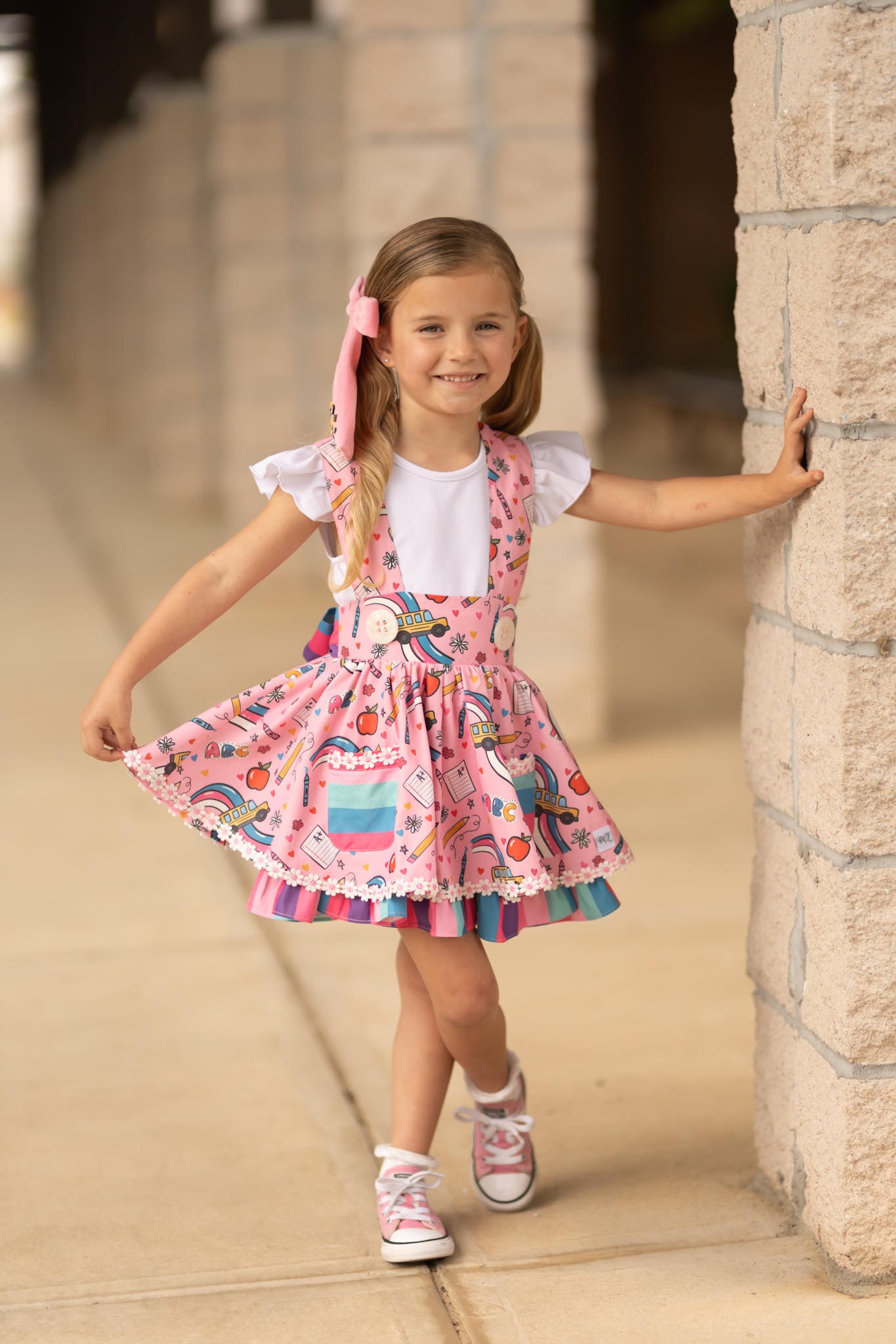 (White, Hot Pink or Yellow) Knit Flutter Shirt