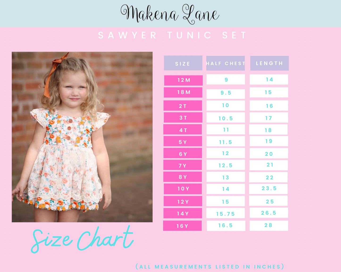 Autumn Lace Sawyer Tunic or Dress set Preorder