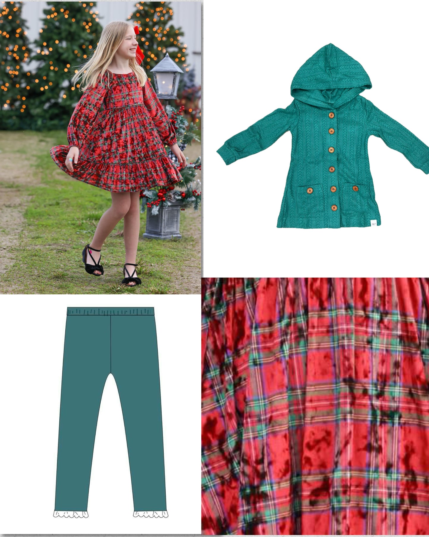 ML Signature Cardigan (red or green, kid & adult)