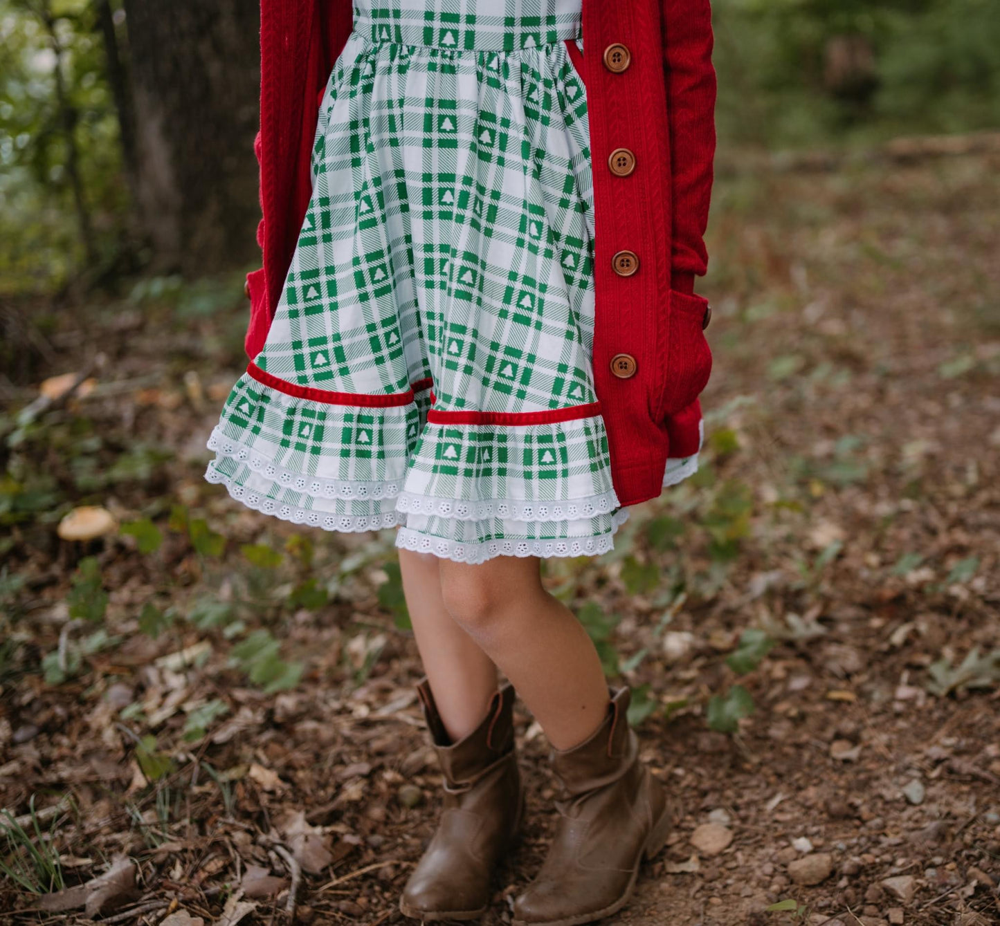 ML Signature Cardigan (red or green, kid & adult)