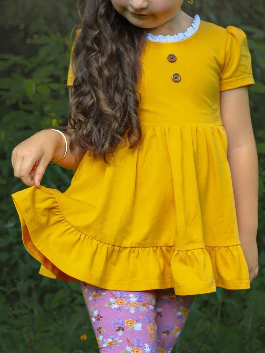 Marigold Floral fall Adele Set (Short or Long Sleeve) Preorder