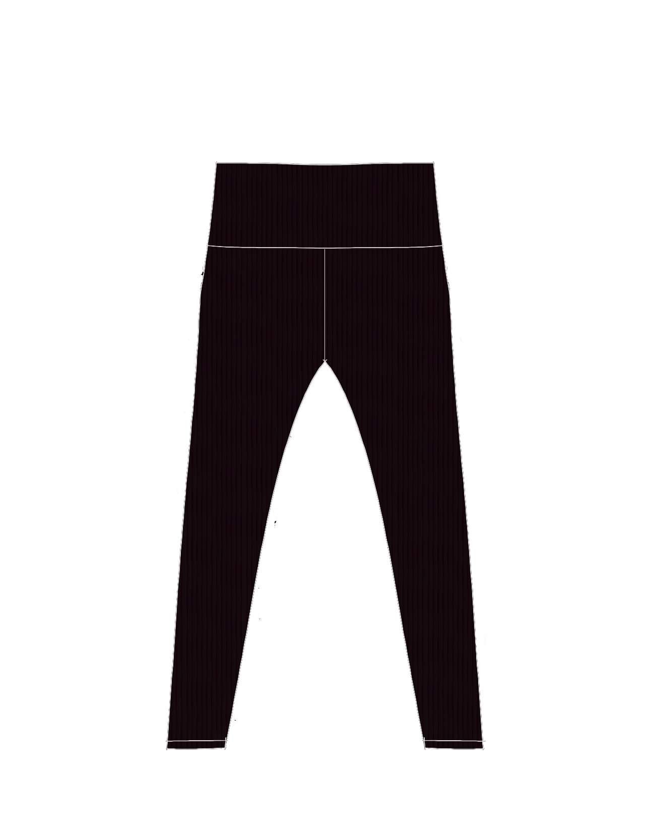 Ribbed Straight Leggings - Black