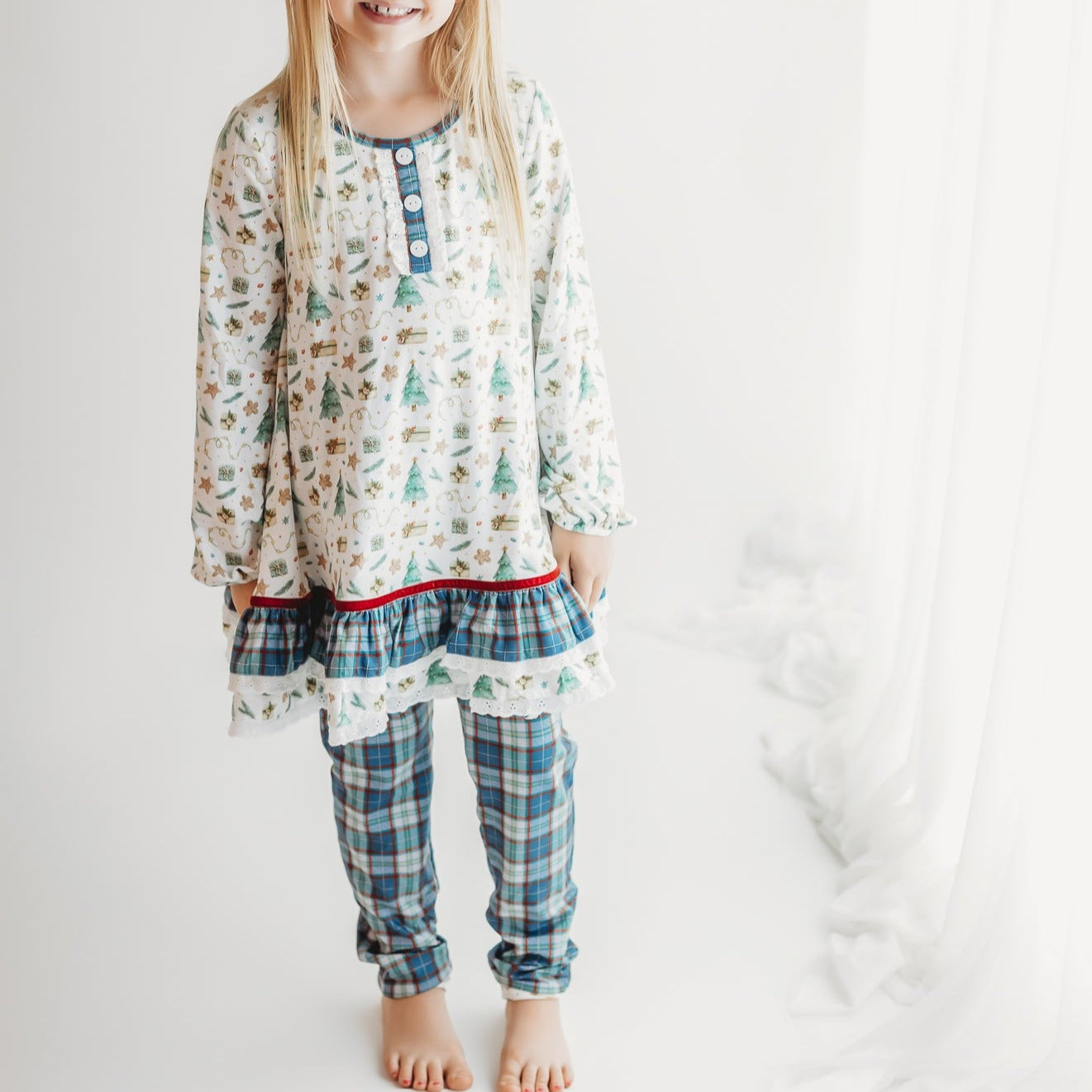 Girls Tunic Set Vintage Christmas