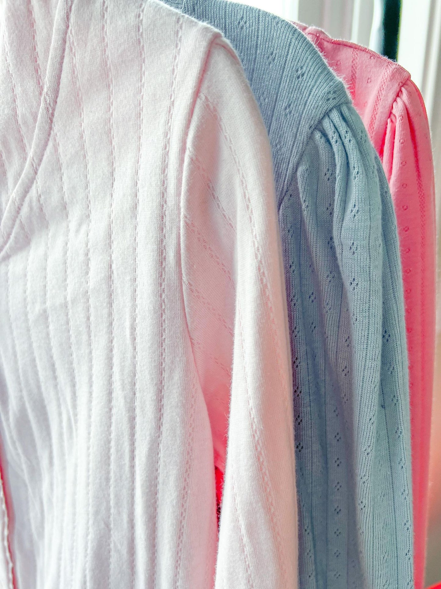 Dusty Blue Vintage Pointelle Cardi