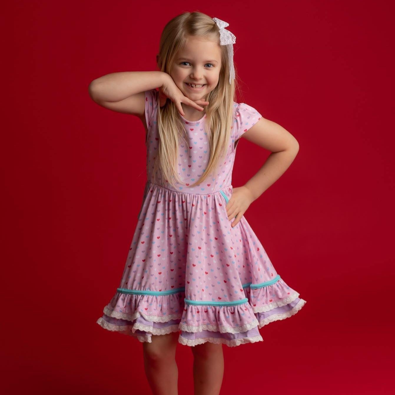Candy Hearts Ruby Twirl and Skirted Romper