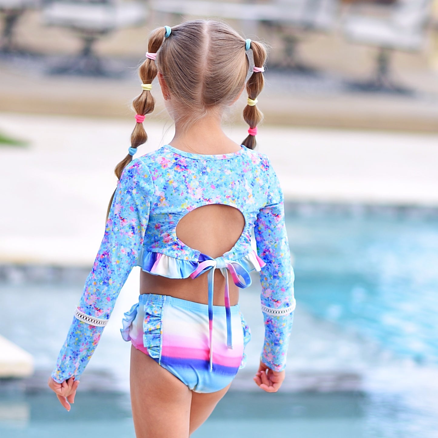 Rainbow Paint Swim - Girls Rashguard Set