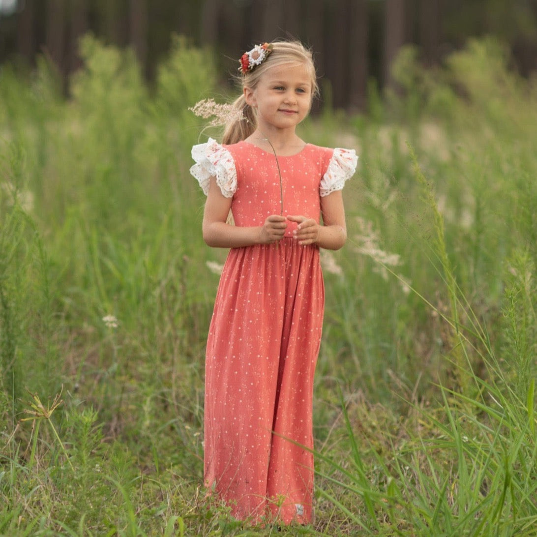 Terracotta Floral Leggy Romper- size 2,7,8