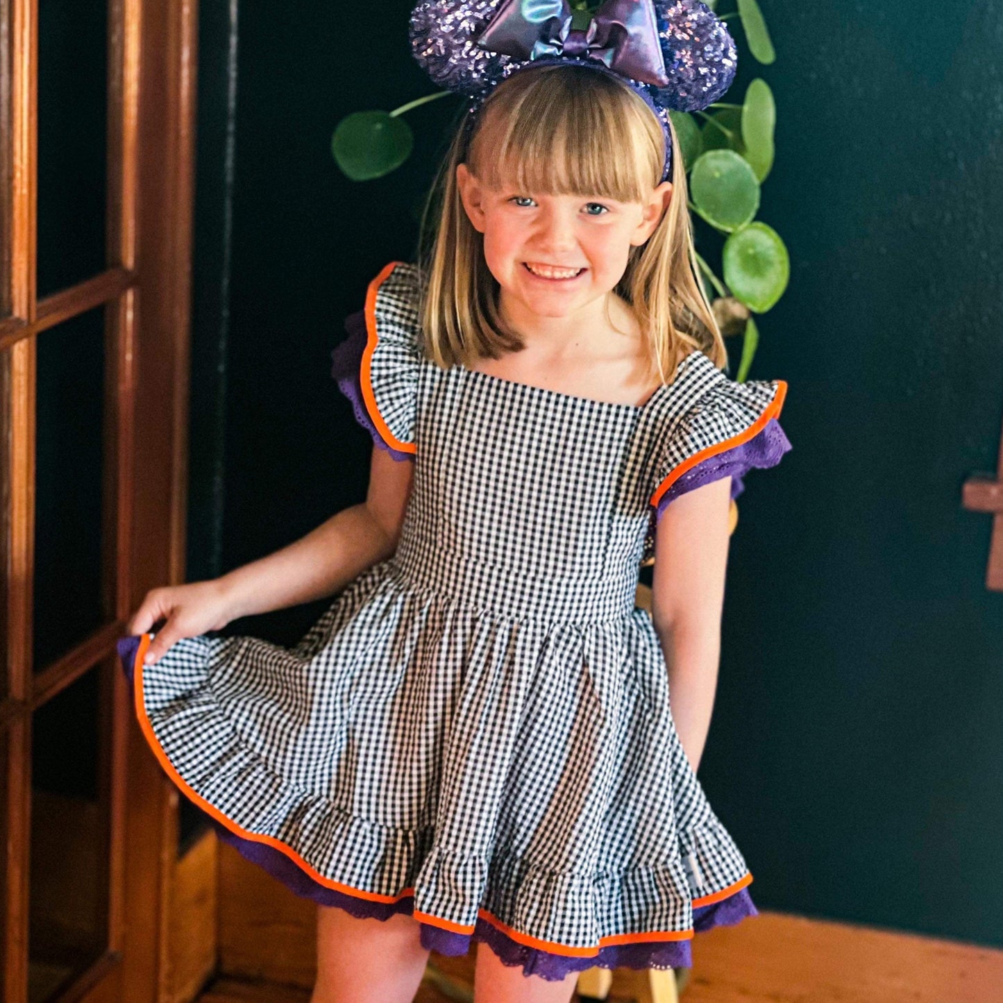 Black Gingham Pinafore Set