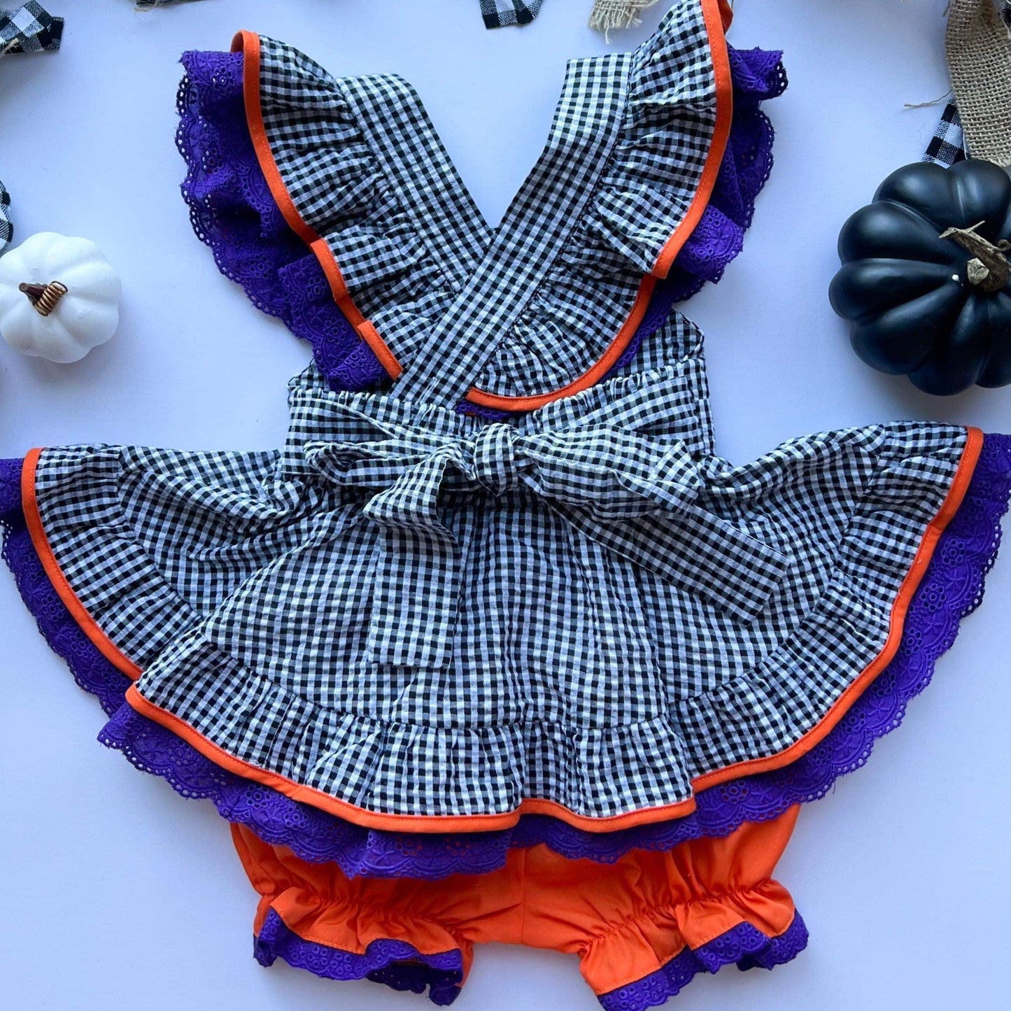 Black Gingham Pinafore Set