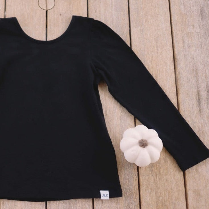 Black Cotton Long Sleeved Layering Shirts (Plain cotton or Swiss Dot non sheer)