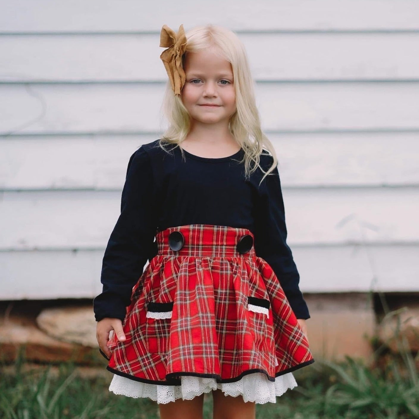 Red Plaid Penelope Skirt (Suspender or No suspender)